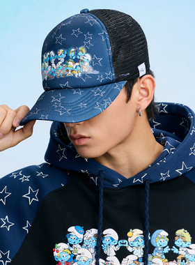 【SEVENTEEN ｜The Smurfs 联名】WHOOSIS星星人物合影弯檐货车帽