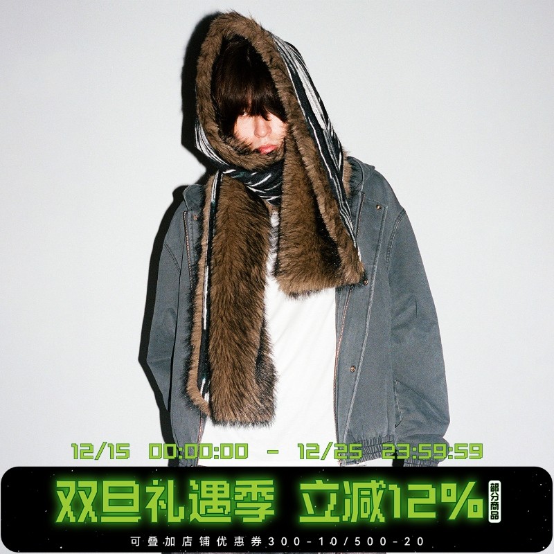 WHOOSIS（不知其名）结构刺绣连帽棉服外套冬季保暖美式复古男女