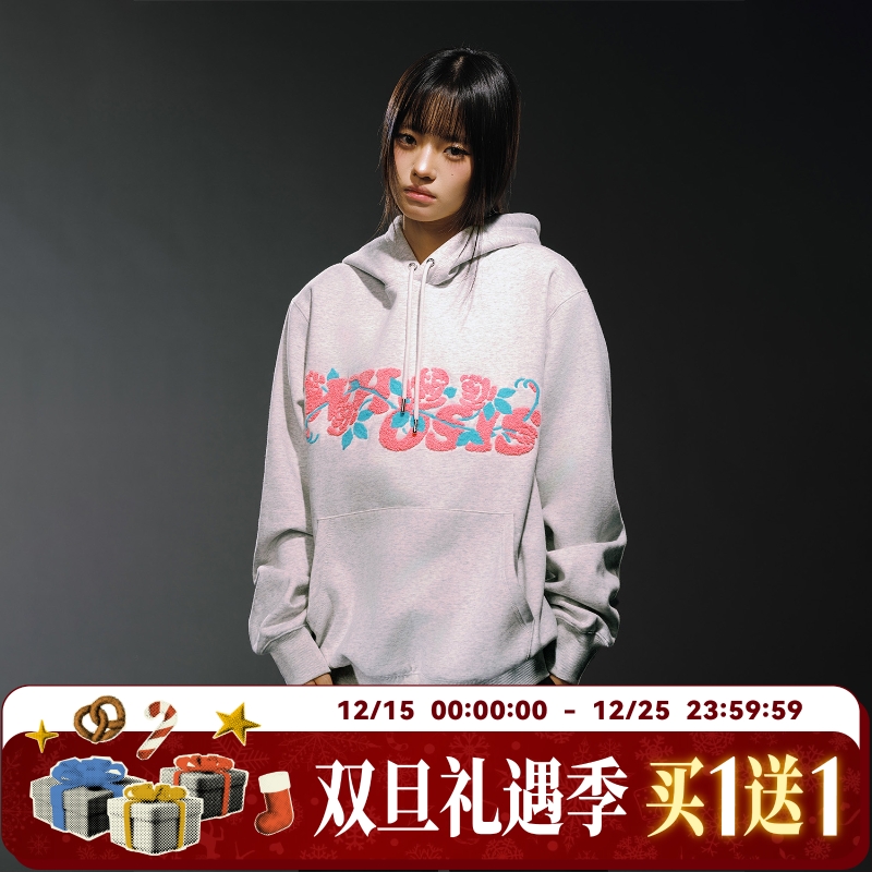 WHOOSIS（不知其名）花卉LOGO天丝绒立体毛巾绣帽衫卫衣秋冬男女