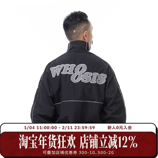 WHOOSIS（不知其名）刺绣拼接运动外套夹克立领春季新款休闲男女