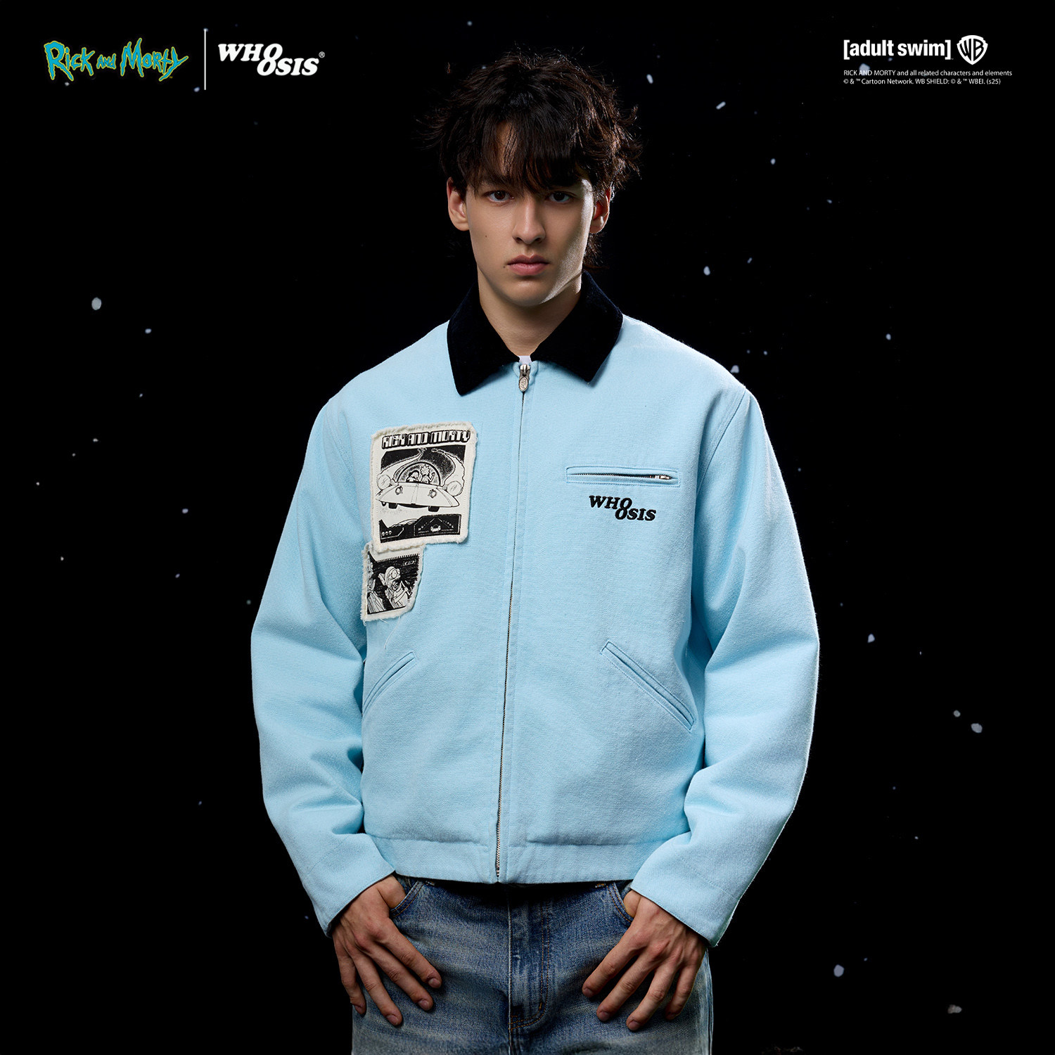 【Rick and Morty官方联名】WHOOSIS 贴布印花底特律夹克外套男女