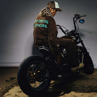 不知其名 work拼接流苏拉链帽衫 Too 卫衣秋男 drunk WHOOSIS