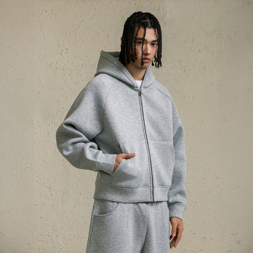 WHOOSIS（不知其名）空气层拉链帽衫卫衣外套春秋男女cleanfit潮