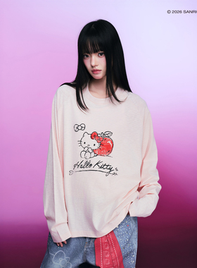【HELLO KITTY官方联名】WHOOSIS 微透长袖T恤春季休闲亲肤透气女