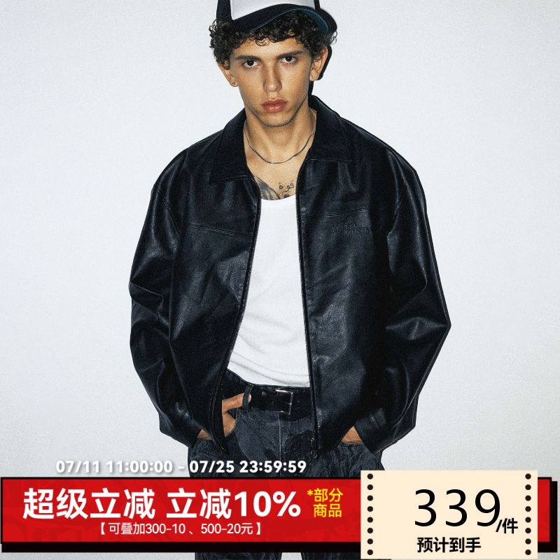 【超人SUPERMAN联名】WHOOSIS 超人LOGO压印皮衣外套美式街头男潮