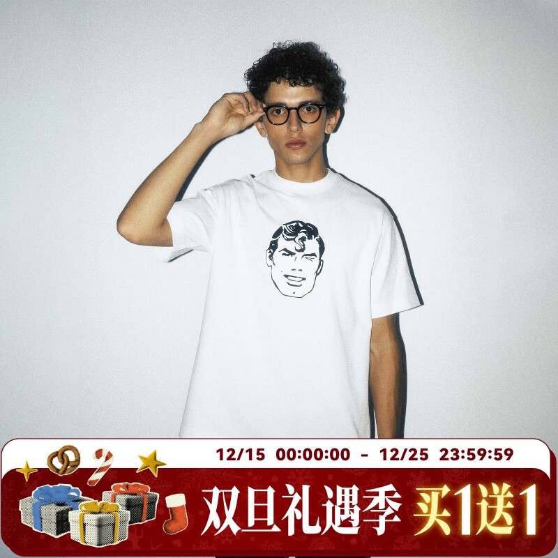 【超人SUPERMAN联名】WHOOSIS 超人人像短袖T恤男夏季美式休闲潮