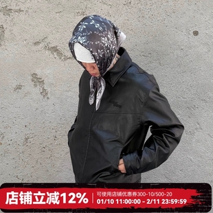 WHOOSIS（不知其名）立体刺绣夹棉pu皮夹克外套秋季美式街头潮男