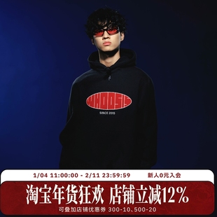 WHOOSIS（不知其名）丝绒贴布刺绣帽衫连帽卫衣秋季男女校园宽松