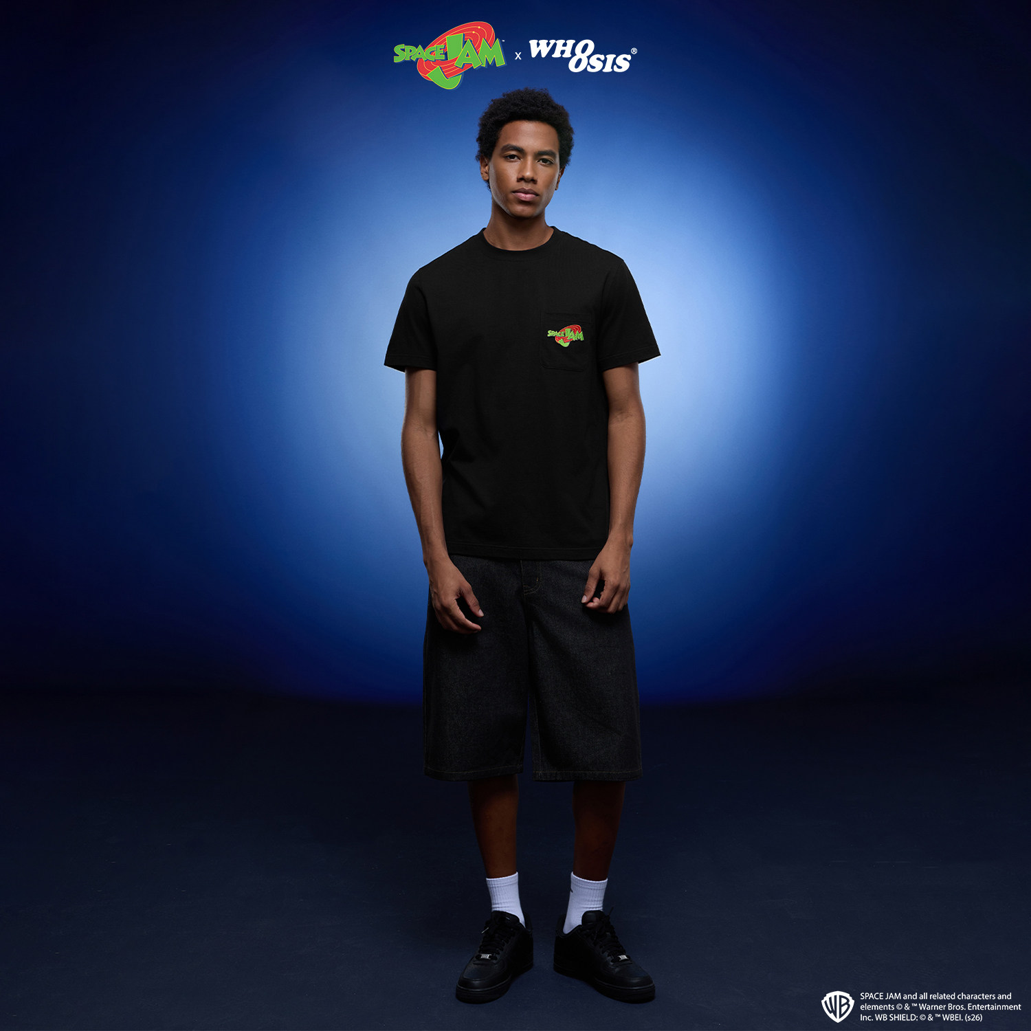 【SPACE JAM官方联名】WHOOSIS Space Jam logo刺绣口袋短袖T恤男图片