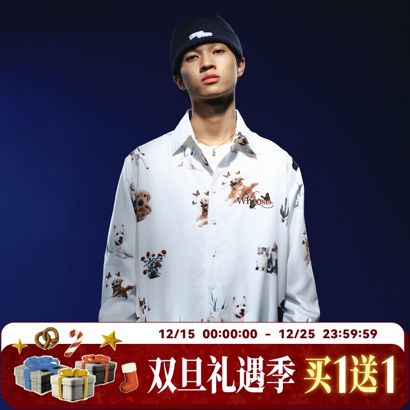 WHOOSIS（不知其名）动物印花刺绣衬衫衬衣松弛感外套男女潮休闲