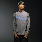 不知其名 经典 8字logo纯色长袖 WHOOSIS t恤春秋打底衫 男女校园