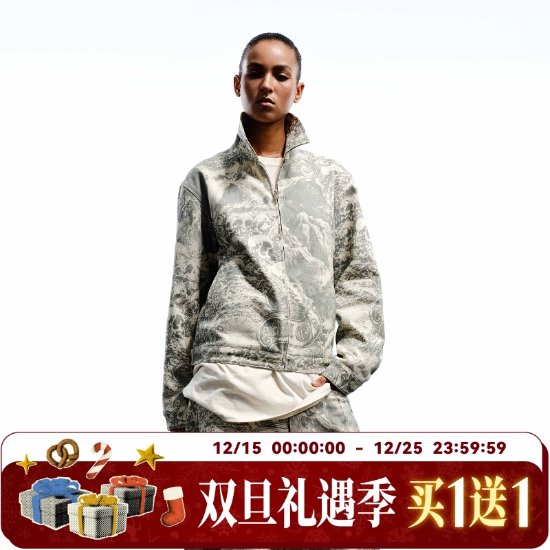 WHOOSIS（不知其名）满印套装翻领夹克外套秋季酷飒街头休闲男女