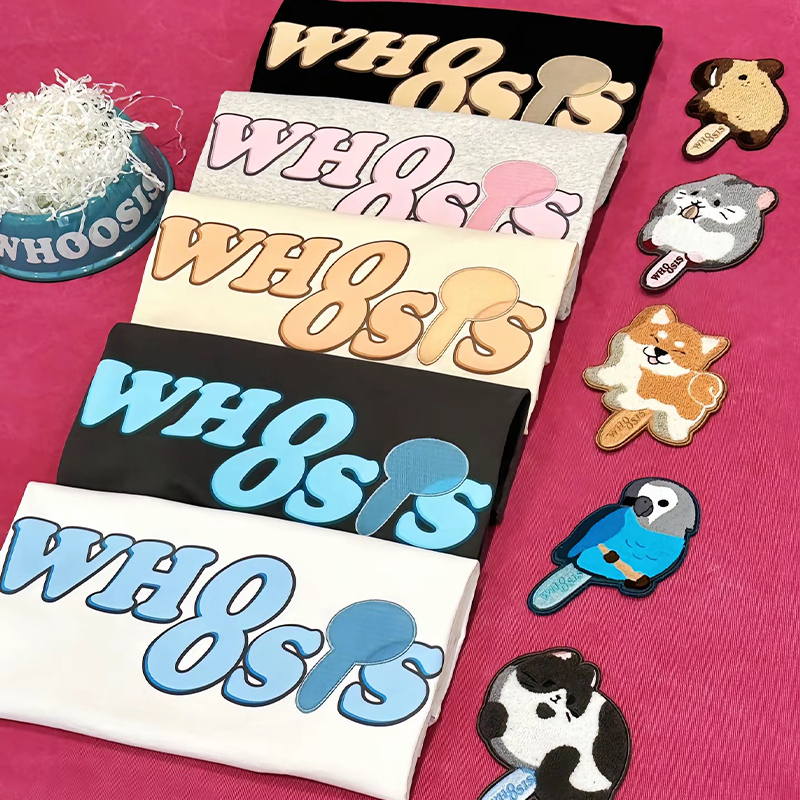WHOOSIS（不知其名）宠物雪糕魔术贴系列短袖t恤夏季休闲可爱男女