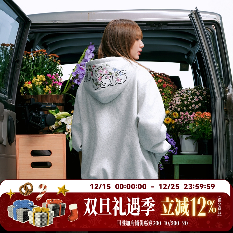 WHOOSIS（不知其名）花藤刺绣拉链帽衫卫衣秋冬松弛感chic男女潮