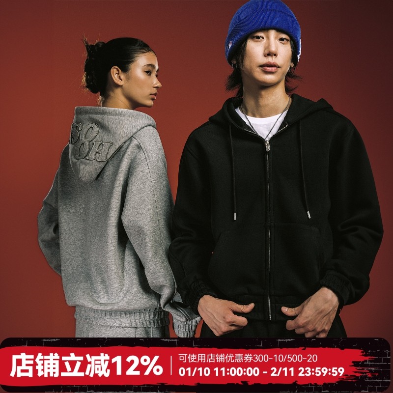 WHOOSIS（不知其名）贴布结构连帽帽衫卫衣秋情侣松弛感通勤男女