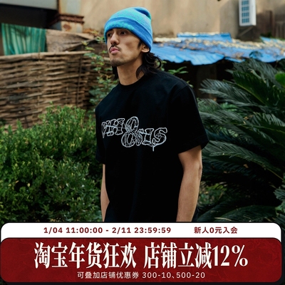 WHOOSIS（不知其名）蛛网logo短袖t恤男女情侣宽松休闲百搭美式潮