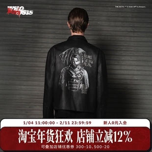 【黑袍纠察队官方联名】WHOOSIS 士兵男孩擦色皮衣外套美式街头男
