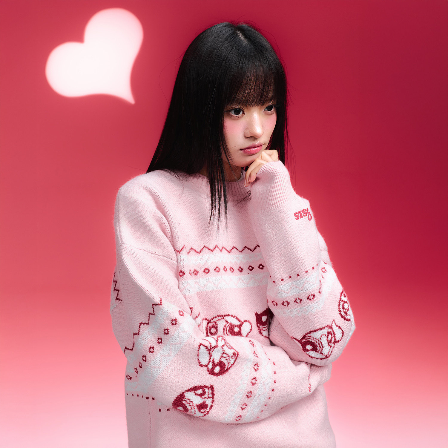 【飞天小女警联名】WHOOSIS 费尔岛提花毛衣秋季百搭可爱男女情侣