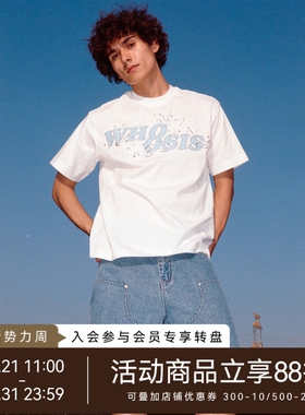 WHOOSIS（不知其名）雨滴珠片烫钻贴布短袖T恤夏季男女校园潮情侣