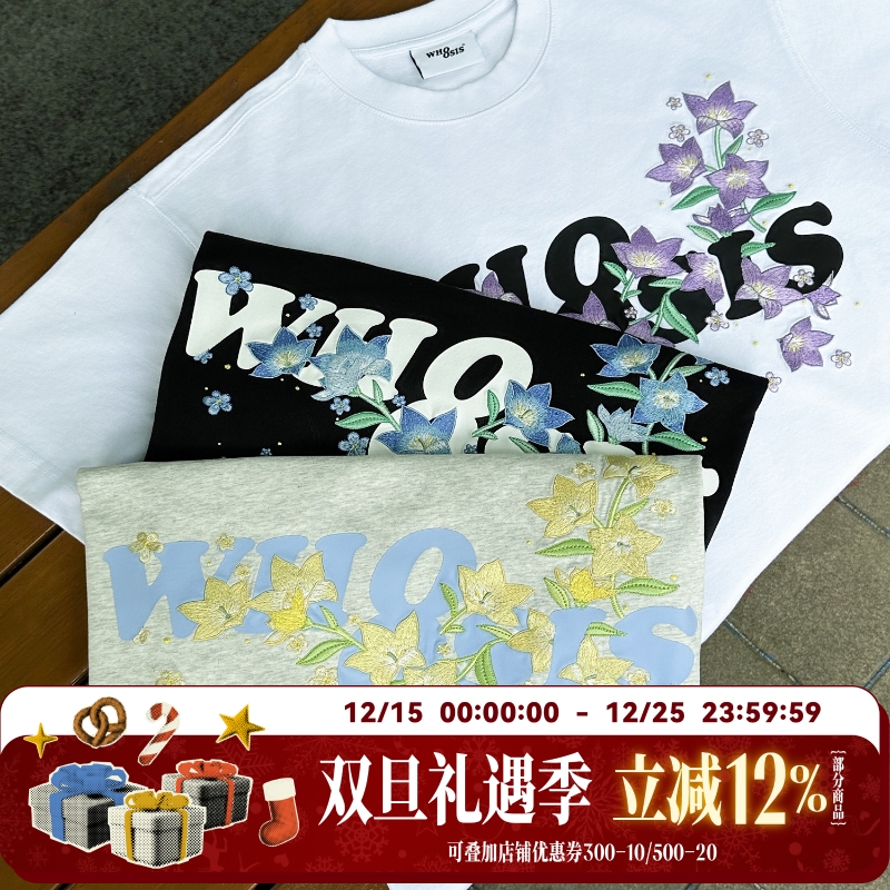 WHOOSIS（不知其名）8字logo花卉短袖t恤夏美式潮牌情侣夏季男女