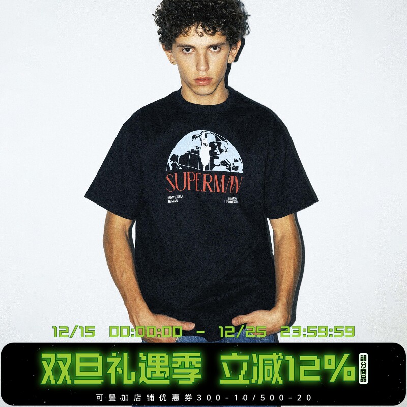 【超人SUPERMAN联名】WHOOSIS SUPERMAN短袖T恤男夏百搭宽松美式