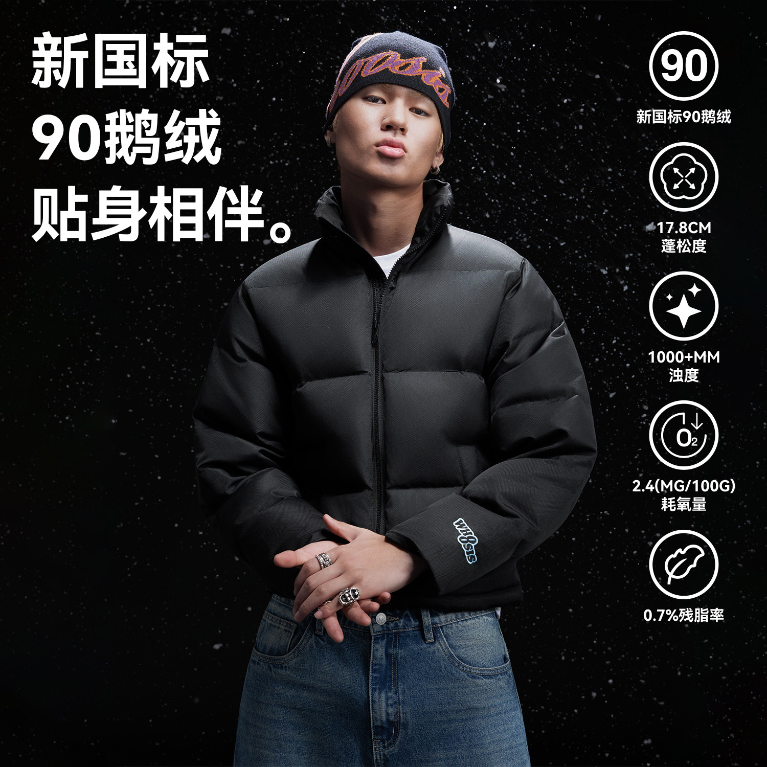 WHOOSIS（不知其名）渐变刺绣小logo90鹅绒羽绒服外套冬保暖男女