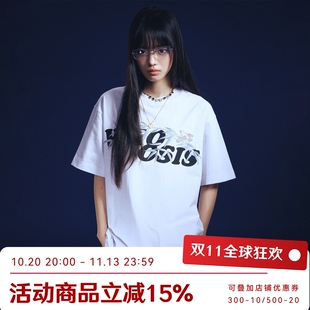 WHOOSIS（不知其名）竹雀刺绣短袖T恤新中式夏季宽松休闲男女国潮