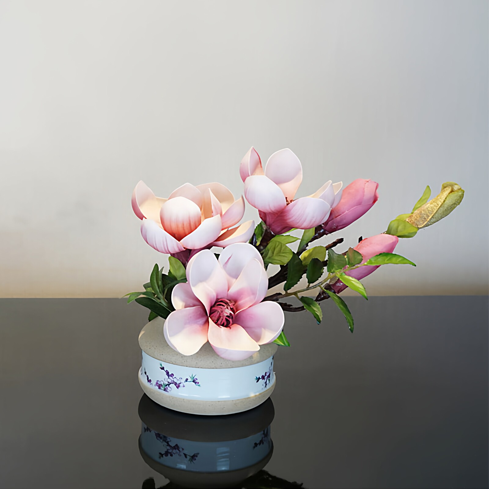 新中式宋式粗瓷陶艺罐摆件家居餐厅电视柜摆设软装工艺品花艺套餐