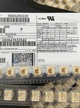 Molex连接器 560020-0220 5600200220 2PIN针座 原装现货一个起拍