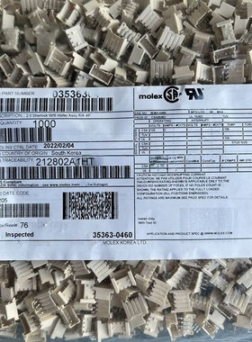 MOLEX连接器 353630460 35363-0460 4P针座 2.0mm间距 原装现货