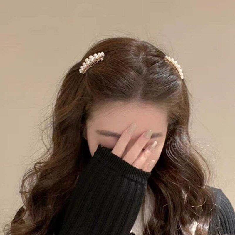 珍珠发夹女生刘海前额侧边发卡夹子头饰高级感网红韩版边夹精致女图片