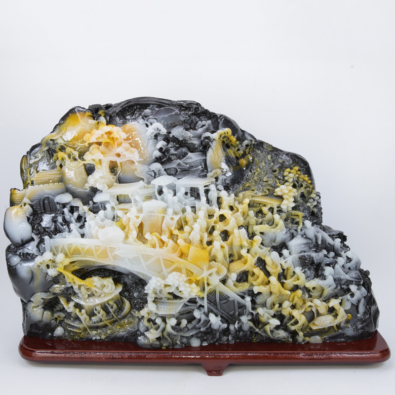 仿玉石岫岩玉原石奇石南阳独山玉清明上河图摆件雕刻仿翡翠岫玉