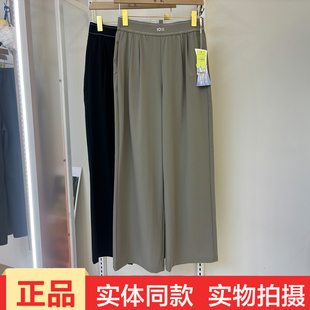 松紧腰 女宽松显瘦垂感休闲长裤 她炽642腰精休闲裤 高腰亚麻阔腿裤