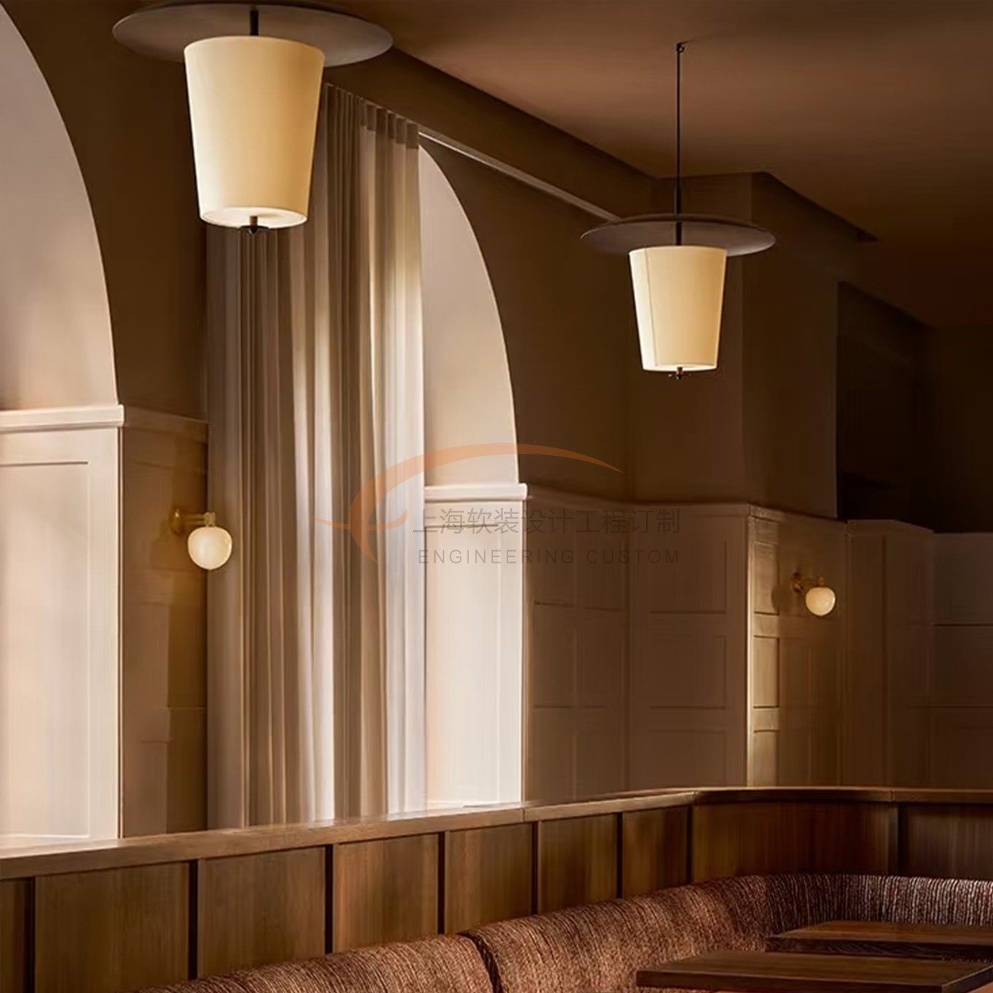 新中式极简法式布艺餐厅吊灯中古软装商店橱窗餐桌吊灯卧室床头灯,家装灯饰光源,餐厅吊灯,淘宝优惠券,粉丝福利购,淘宝优惠卷