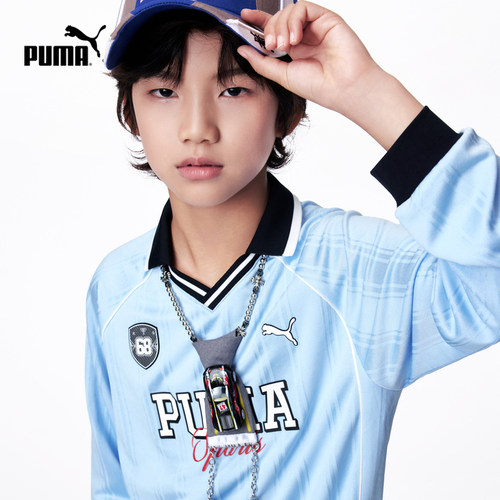 PUMA彪马童装2026新款儿童男童长袖T恤足球v领设计潮流运动风