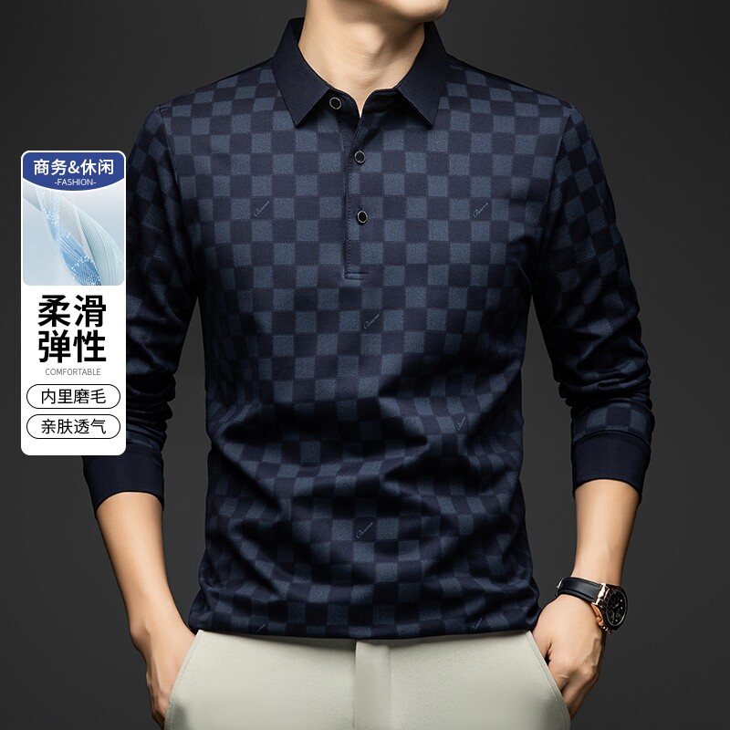 2025新款长袖T恤男士中年商务