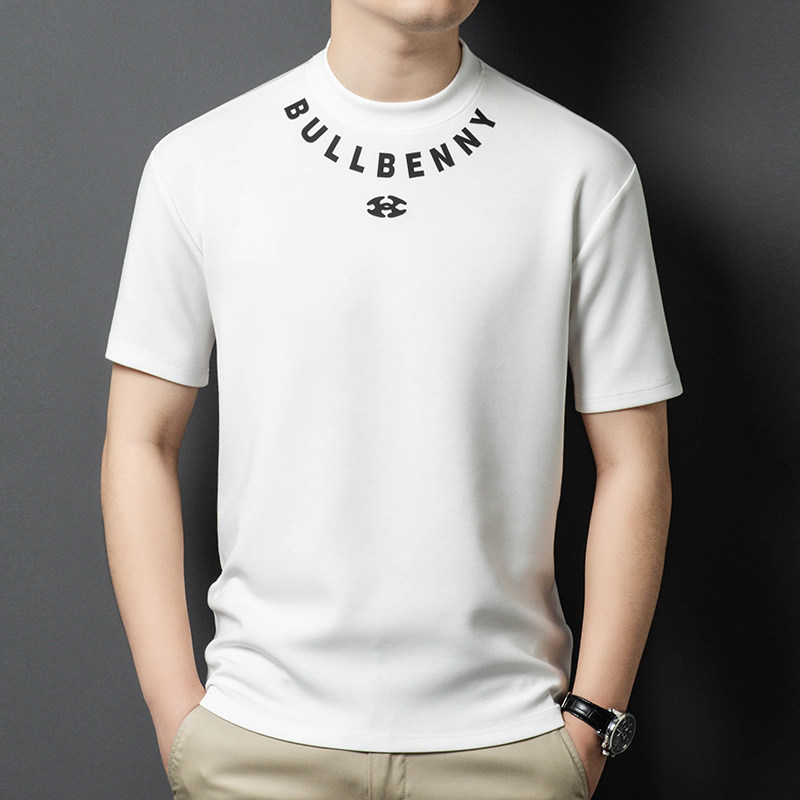 莫代尔薄款短袖T恤男士夏季中青年时尚潮流印花冰丝凉感半袖体恤