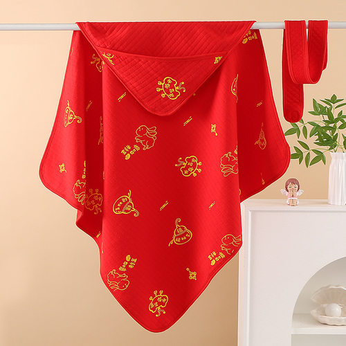 新生儿红色包被A类纯棉