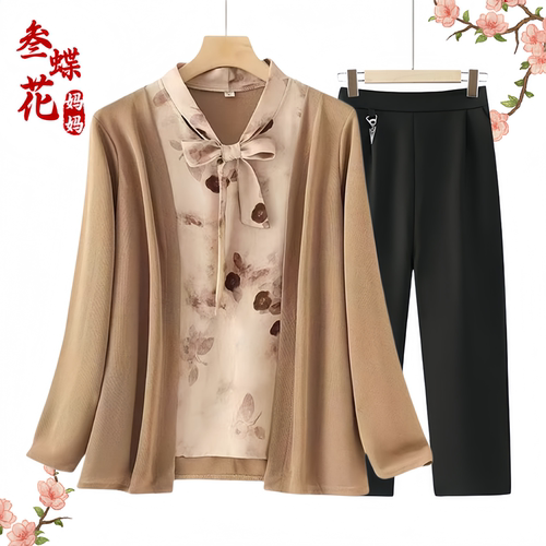 妈妈春装套装洋气时尚新款打底衫