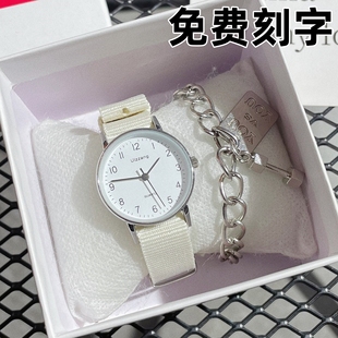 帆布带手表女款学生ins风韩版简约森系高颜值小众超薄款休闲软妹