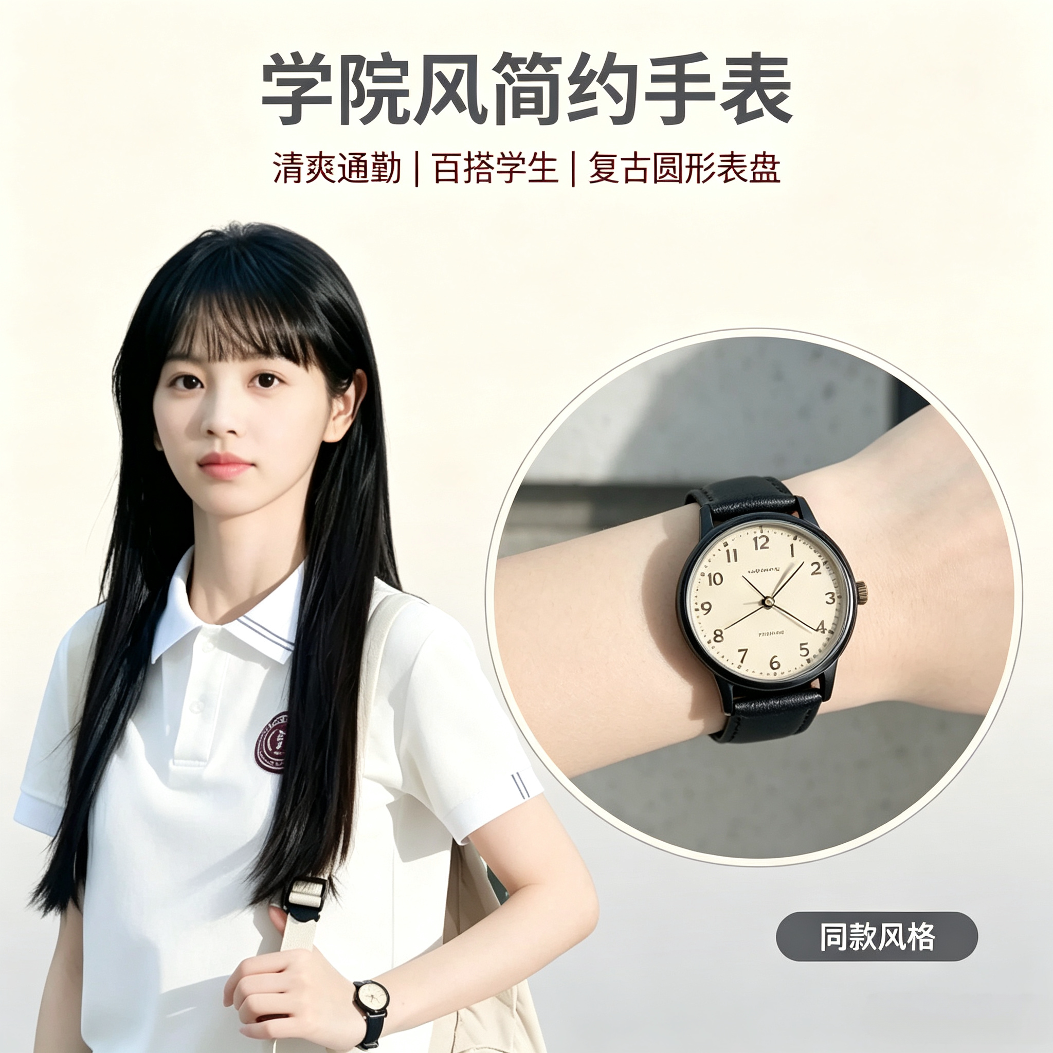 天才女友林知夏田曦薇同款手表学院风简约女学生复古圆形考试专用