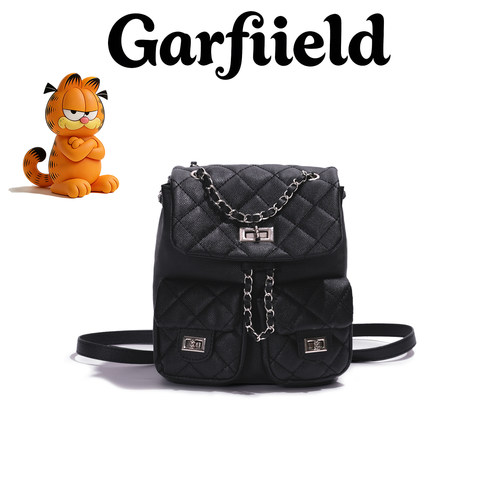 加菲猫联名款小香风菱格双肩包