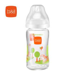 瑞士进口B&H/宝琪 奶牛贝赫婴儿宽口径玻璃奶瓶240ml