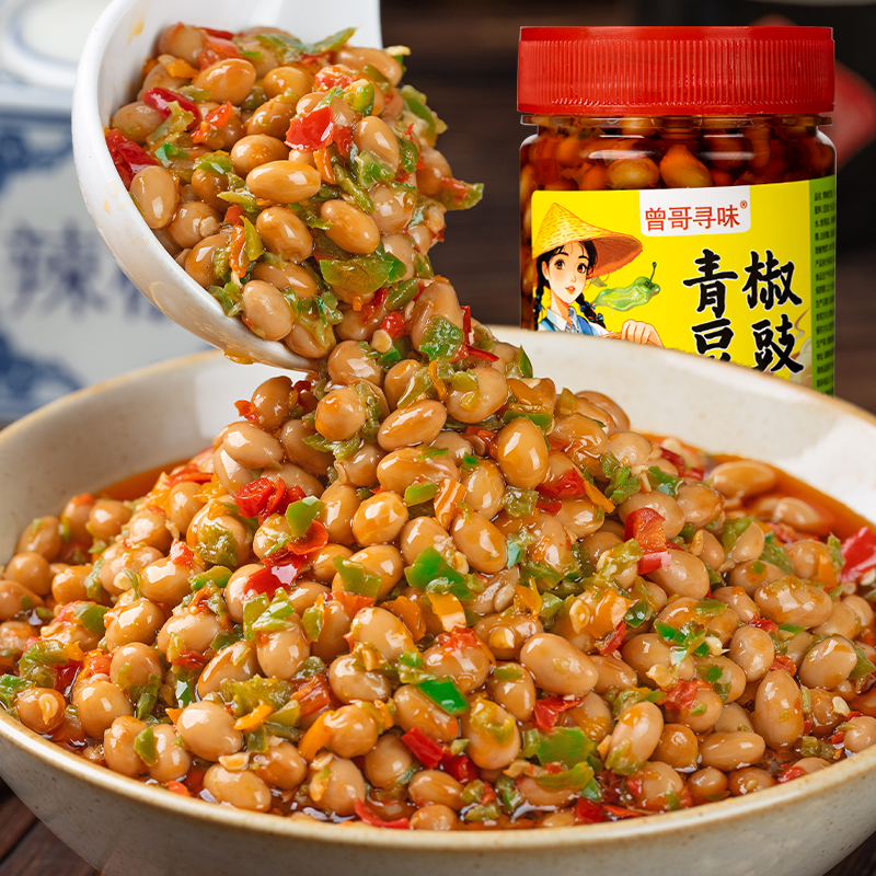 湖南特产香辣腊八豆青椒豆豉酱
