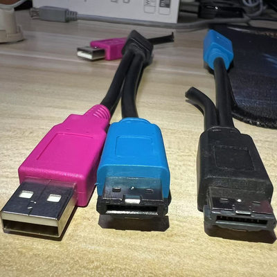 USB+eSATA公头转Power eSATA公头转接线18cm超粗铜线COMBO转接线