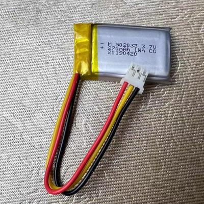 聚合物锂电池3.7V 270mah软包带三条线 带保护板电芯规格502033