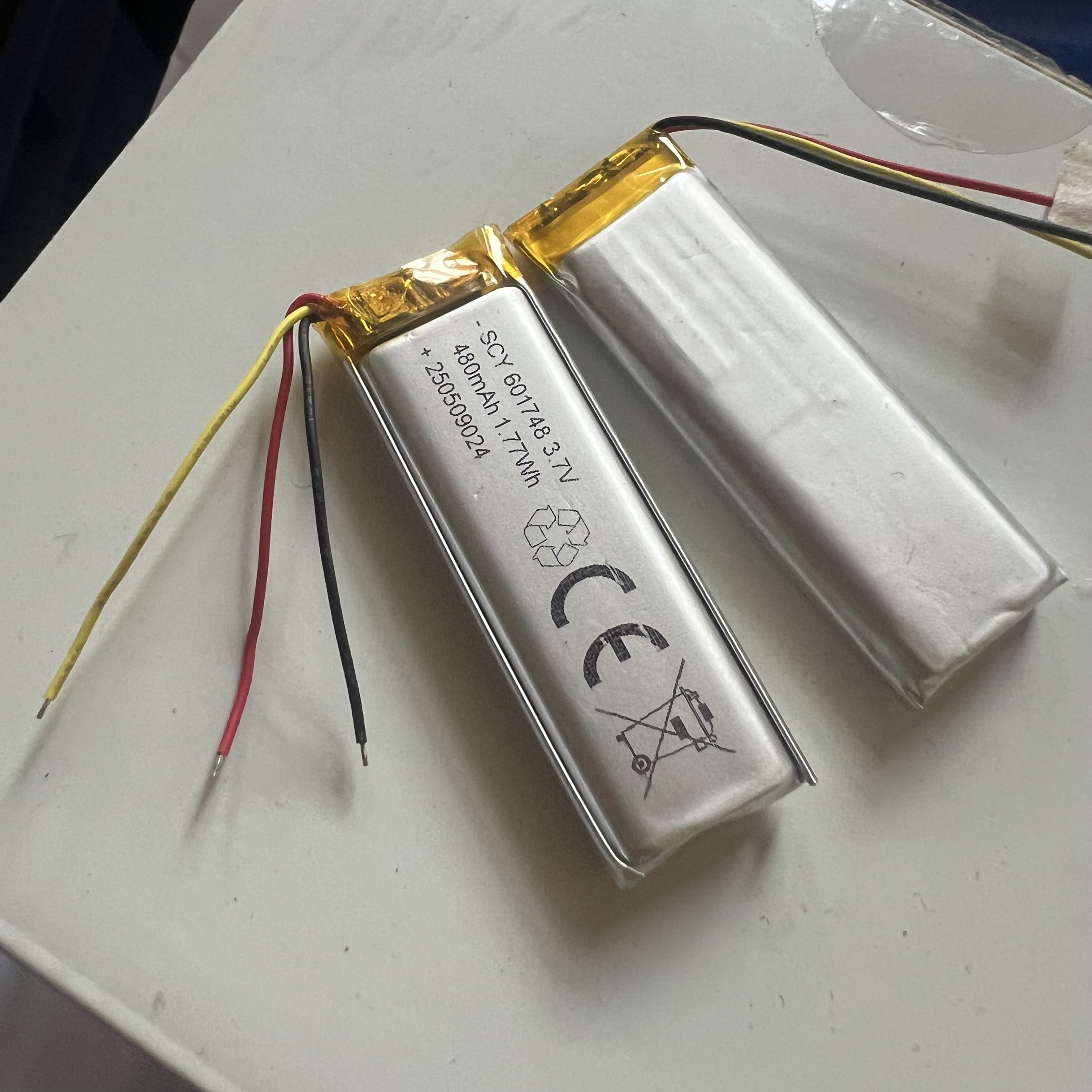 3.7V软包聚合物锂电池480mah录音笔耳机带三线带保护板规格601748