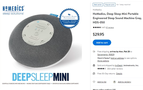 HoMedics DeepSleep Mini Portable Sleep Sound Machine HDS-050
