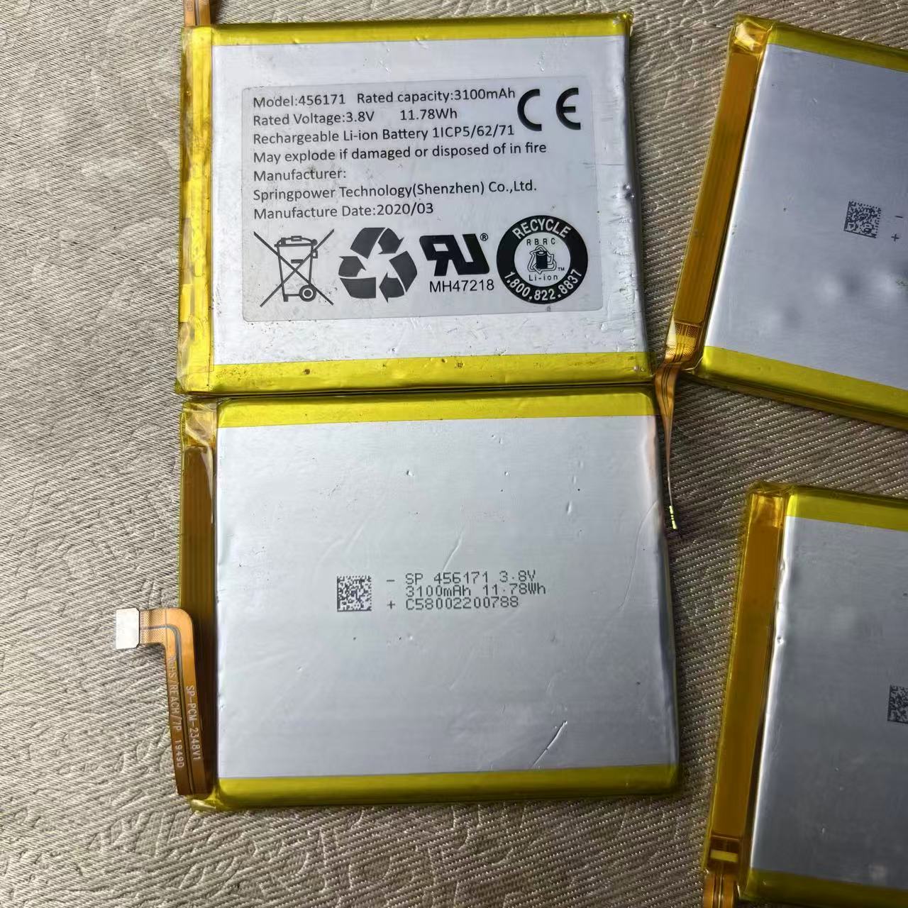DIY修理用电池3.8v聚合物纯钴电芯456171平板手机内置电池3100mah