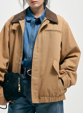 特价。不退不换。秋季新款麂皮绒翻领斜纹全棉面料工装夹克外套